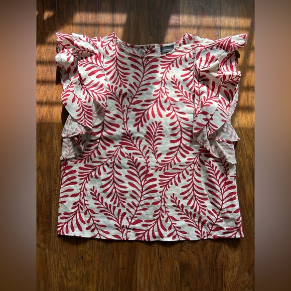 Who What Where Women’s Size M Linen Blend Blouse With Ruffles Summer Casual - Picture 1 of 8